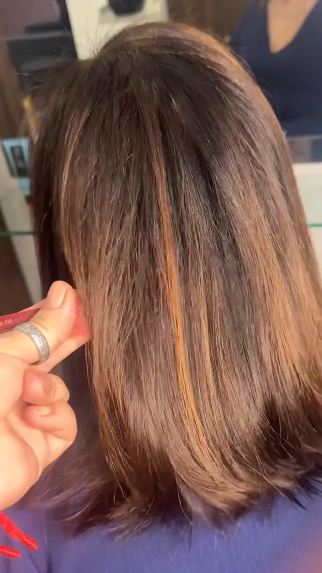 Cabelo castanho com acabamento liso
